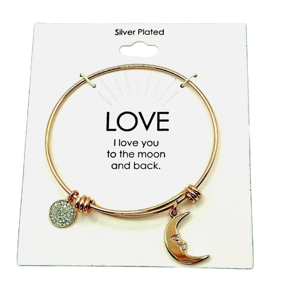 Silver Plated I Love you to the Moon Bracelet - Mothers Day, Birthday